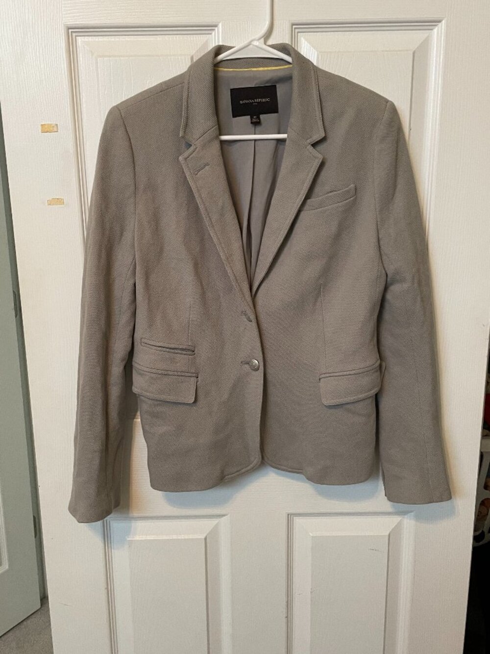 Banana Republic Womens Knit Pique Academy Blazer jacket Size 10 Light Gray